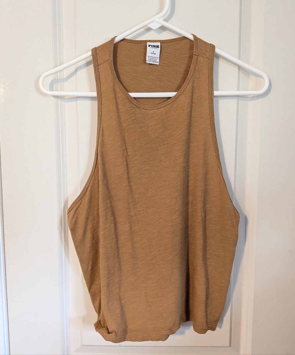 PINK Victoria's Secret Relaxed Muscle Tank in Camel